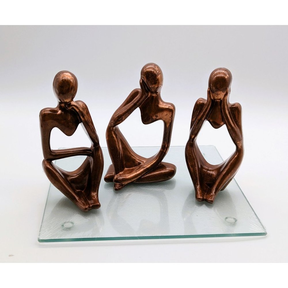 The Thinker Trio Bronze Metallic Colored Resin Handmade NEW